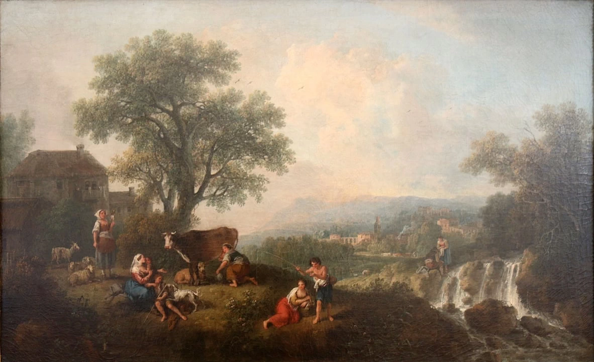 Paesaggio con contadini